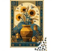 Rompecabezas para Adultos 1000 Sunflower Honey Jar Art Print Rompecabezas para Adultos Juego Práctico Corte De Precisión Regalos para Amigos Y Familiares 52x38cm/1000pcs