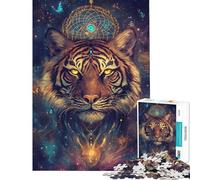 Rompecabezas para Adultos 1000 Tigre Atrapasueños Visión Juguetes adictivos para Cultivar la Paciencia Juego Familiar Alivia el estrés Obra de Arte Regalos (tamaño 38x52cm)