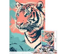 Rompecabezas para Adultos 1000 Tigre Risograph Animal Juguete Educativo Obra de Arte Regalo Juego Educativo Colección de Artistas Bellas Artes Tamaño 38x26cm