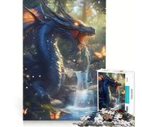 Rompecabezas para Adultos 1000 Un dragón Azul Enojado, Juegos Divertidos, relajación Intelectual, Mejora del Amor Entre Parejas 50x75cm