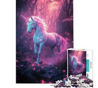 Rompecabezas para Adultos 1000 Unicornios mágicos en el Bosque Divertidas Actividades en casa Una Obra de Arte Juegos relajantes Apto para Mayores de 14 años (38x52cm)