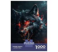 Rompecabezas para Adultos 1000 Wild Evil Black Wolf Rompecabezas para Adultos Juegos Relajantes Montaje De Patrones Regalos para Amigos Y Familiares 52x38cm/1000pcs