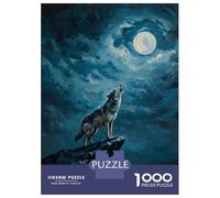 Rompecabezas para Adultos 1000 Wolf Howling at The Moon Rompecabezas para Adultos Juegos Relajantes Montaje De Patrones Regalos para Amigos Y Familiares 52x38cm/1000pcs