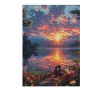 Rompecabezas para Adultos 1000pcs(38x26cm) Anime Sunset Lake Romance Juego De Ingenio para Adultos Vacaciones En Casa Matar El Tiempo Interacción Entre Padres E Hijos 1000pcs(38x26cm)