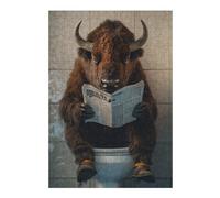 Rompecabezas para Adultos 1000pcs(38x26cm) Buffalo Reading Newspaper on Toilet Rompecabezas para Adultos Juego Familiar Difícil Cumpleaños 1000pcs(38x26cm)