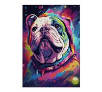 Rompecabezas para Adultos 1000pcs(38x26cm) Colorful Bulldog in Space Artwork Rompecabezas Juegos Relajantes Difícil Difícil Desafiante De Completar 1000pcs(38x26cm)