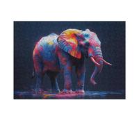 Rompecabezas para Adultos 1000pcs(38x26cm) Colorful Elephant on Dark Background Rompecabezas para Adultos Juguetes Antiestrés Desafío Educativo De Corte De Precisión 1000pcs(38x26cm)