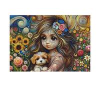 Rompecabezas para Adultos 1000pcs(38x26cm) Colorful Floral Fantasy with Puppy Rompecabezas para Adultos Juegos Relajantes para La Diversión Familiar Difícil Y Desafiante 1000pcs(38x26cm)