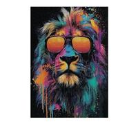 Rompecabezas para Adultos 1000pcs(38x26cm) Colorful Lion Sunglasses Art Print Rompecabezas para Adultos Juego De Ingenio Corte De Precisión Actividades Divertidas En Casa 1000pcs(38x26cm)