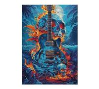 Rompecabezas para Adultos 1000pcs(38x26cm) Electric Guitar with Skull and Flames Art Print Rompecabezas Juguetes Antiestrés Corte De Precisión Cumpleaños Y Navidad 1000pcs(38x26cm)