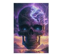 Rompecabezas para Adultos 1000pcs(38x26cm) Electric Storm Skull Artwork Rompecabezas para Adultos Juegos Relajantes Alivia El Estrés Desafiante De Completar 1000pcs(38x26cm)