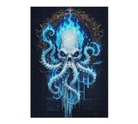 Rompecabezas para Adultos 1000pcs(38x26cm) Flaming Skull Octopus Digital Art Rompecabezas para Adultos Juegos Relajantes Pero Divertidos Y Humorísticos Regalo De Cumpleaños, Regalos, 1000pcs(38x26cm)