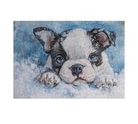Rompecabezas para Adultos 1000pcs(38x26cm) French Bulldog Puppy Oil Painting French Bulldog Art Rompecabezas para Adultos Juego Familiar Corte De Precisión Cumpleaños Y Navidad 1000pcs(38x26cm)