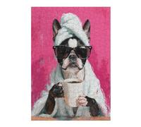 Rompecabezas para Adultos 1000pcs(38x26cm) Frenchie with Coffee Mug Rompecabezas para Adultos Juego Familiar Difícil Cumpleaños 1000pcs(38x26cm)