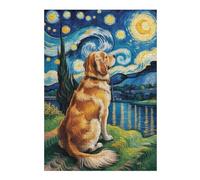 Rompecabezas para Adultos 1000pcs(38x26cm) Golden Retriever in Starry Night Style Rompecabezas para Adultos Juguetes Antiestrés Desafío Educativo De Corte De Precisión 1000pcs(38x26cm)