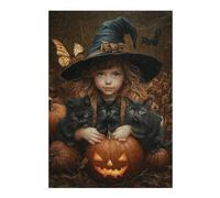 Rompecabezas para Adultos 1000pcs(38x26cm) Halloween Witch with Black Cats -1 Rompecabezas para Adultos Juego De Ingenio Corte De Precisión Actividades Divertidas En Casa 1000pcs(38x26cm)