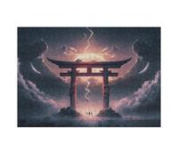 Rompecabezas para Adultos 1000pcs(38x26cm) Japanese Torii Gate with Lightning Strikes Rompecabezas para Adultos Juego Familiar Corte De Precisión Cumpleaños Y Navidad 1000pcs(38x26cm)