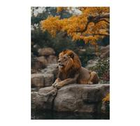 Rompecabezas para Adultos 1000pcs(38x26cm) Lion Resting on Rock by Water Rompecabezas para Adultos Juegos Familiares Regalos para Mujeres Regalos para Amigos Y Familiares 1000pcs(38x26cm)