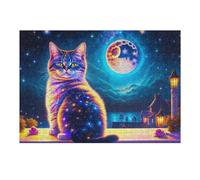 Rompecabezas para Adultos 1000pcs(38x26cm) Magical Cosmic Cat Night Scene Rompecabezas para Adultos Juegos Familiares Regalos para Mujeres Regalos para Amigos Y Familiares 1000pcs(38x26cm)