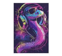 Rompecabezas para Adultos 1000pcs(38x26cm) Neon Snake Headphones Art Print -1 Juego De Ingenio para Adultos Vacaciones En Casa Matar El Tiempo Interacción Entre Padres E Hijos 1000pcs(38x26cm)