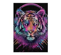 Rompecabezas para Adultos 1000pcs(38x26cm) Neon Tiger Headphones Art Print Rompecabezas para Adultos Juegos Relajantes Una Obra De Arte Actividades Divertidas En Casa 1000pcs(38x26cm)