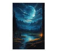 Rompecabezas para Adultos 1000pcs(38x26cm) Night Moonlit Forest River Scene Rompecabezas para Adultos Juego De Ingenio Decoración De Pared Cumpleaños 1000pcs(38x26cm)