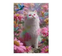 Rompecabezas para Adultos 1000pcs(38x26cm) Rainbow Cat in Flower Garden Rompecabezas para Adultos Juego De Ingenio Corte De Precisión Actividades Divertidas En Casa 1000pcs(38x26cm)