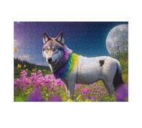 Rompecabezas para Adultos 1000pcs(38x26cm) Rainbow Wolf in Flower Field Rompecabezas para Adultos Juegos Relajantes Pero Divertidos Y Humorísticos Regalo De Cumpleaños, Regalos, 1000pcs(38x26cm)