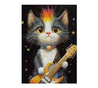 Rompecabezas para Adultos 1000pcs(38x26cm) S Colorful Cat Guitarist Artwork Rompecabezas para Adultos Juego De Ingenio Regalo De Cumpleaños Desafío Educativo 1000pcs(38x26cm) S