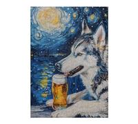 Rompecabezas para Adultos 1000pcs(38x26cm) Starry Night Wolf with Beer Rompecabezas para Adolescentes Juguetes Antiestrés Desafío Difícil Regalo De Cumpleaños, Regalos, 1000pcs(38x26cm)