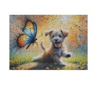 Rompecabezas para Adultos 1000pcs(38x26cm) Whimsical Puppy and Butterfly Artwork Rompecabezas para Adultos Juegos Familiares Regalos para Mujeres Regalos para Amigos Y Familiares 1000pcs(38x26cm)
