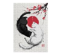 Rompecabezas para Adultos 1000pcs(38x26cm) Yin Yang Cats Japanese Art Print Juego De Ingenio para Adultos Vacaciones En Casa Matar El Tiempo Interacción Entre Padres E Hijos 1000pcs(38x26cm)