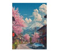 Rompecabezas para Adultos 1000pcs(52x38cm) Cherry Blossom Town with Car -1 Rompecabezas para Adultos Juguetes Antiestrés Regalo De Cumpleaños Desafiante De Completar 1000pcs(52x38cm)