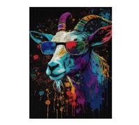 Rompecabezas para Adultos 1000pcs(52x38cm) Colorful Goat Sunglasses Art Print-1 Rompecabezas Juguetes Antiestrés Corte De Precisión Cumpleaños Y Navidad 1000pcs(52x38cm)
