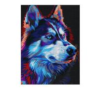Rompecabezas para Adultos 1000pcs(52x38cm) Colorful Husky Art Print-1 Rompecabezas para Adultos Juego Familiar Difícil Cumpleaños 1000pcs(52x38cm)
