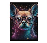 Rompecabezas para Adultos 1000pcs(52x38cm) Cosmic Chihuahua Glasses Art Print Rompecabezas Juego De Ingenio Regalos para Mujeres Cumpleaños Y Navidad 1000pcs(52x38cm)
