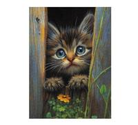 Rompecabezas para Adultos 1000pcs(52x38cm) Curious Kitten Peeking Through Fence Rompecabezas para Adultos Juego De Ingenio Regalo De Cumpleaños Cumpleaños Y Navidad 1000pcs(52x38cm)