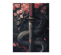 Rompecabezas para Adultos 1000pcs(52x38cm) Dragon Sword with Cherry Blossoms -5 Rompecabezas para Adultos Juego De Ingenio Regalo De Cumpleaños Cumpleaños Y Navidad 1000pcs(52x38cm)