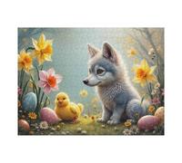 Rompecabezas para Adultos 1000pcs(52x38cm) Easter Fox and Chick Scene Rompecabezas para Adultos Juguetes Antiestrés Desafío Educativo De Corte De Precisión 1000pcs(52x38cm)