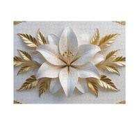 Rompecabezas para Adultos 1000pcs(52x38cm) Elegant White Lily with Golden Leaves Rompecabezas para Adultos Juego Familiar Corte De Precisión Cumpleaños Y Navidad 1000pcs(52x38cm)