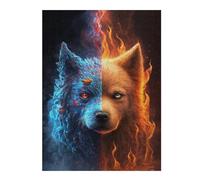 Rompecabezas para Adultos 1000pcs(52x38cm) Flame and Ice Wolf Art Print -1 Rompecabezas Juguetes Antiestrés Corte De Precisión Cumpleaños Y Navidad 1000pcs(52x38cm)
