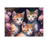Rompecabezas para Adultos 1000pcs(52x38cm) Floral Kittens Art Print Rompecabezas para Adultos Juegos Relajantes para La Diversión Familiar Difícil Y Desafiante 1000pcs(52x38cm)