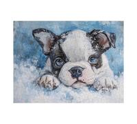 Rompecabezas para Adultos 1000pcs(52x38cm) French Bulldog Puppy Oil Painting French Bulldog Art Rompecabezas para Adultos Juego Práctico Difícil Difícil Cumpleaños Y Navidad 1000pcs(52x38cm)