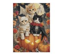 Rompecabezas para Adultos 1000pcs(52x38cm) Halloween Cats in Costumes Rompecabezas para Adolescentes Juguetes Antiestrés Desafío Difícil Regalo De Cumpleaños, Regalos, 1000pcs(52x38cm)