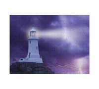 Rompecabezas para Adultos 1000pcs(52x38cm) Lighthouse Storm Lightning Purple Sky Rompecabezas para Adultos Juguetes Antiestrés Desafío Educativo De Corte De Precisión 1000pcs(52x38cm)
