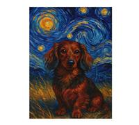 Rompecabezas para Adultos 1000pcs(52x38cm) Longhaired Dachshund Starry Night Rompecabezas para Adultos Juegos Relajantes Alivia El Estrés Desafiante De Completar 1000pcs(52x38cm)