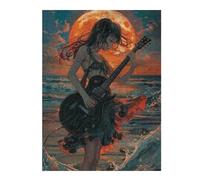 Rompecabezas para Adultos 1000pcs(52x38cm) Moonlit Guitarist by The Sea Rompecabezas para Adultos Juguetes Antiestrés Regalo De Cumpleaños Desafiante De Completar 1000pcs(52x38cm)