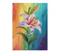Rompecabezas para Adultos 1000pcs(52x38cm) Rainbow Lily Flower Art Print Rompecabezas para Adultos Juego De Ingenio Regalo De Cumpleaños Desafío Educativo 1000pcs(52x38cm)