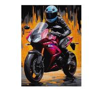 Rompecabezas para Adultos 1000pcs(52x38cm) Rider in Leather on Red Motorcycle Rompecabezas para Adultos Juego Familiar Mejora La Memoria Interacción Entre Padres E Hijos 1000pcs(52x38cm)