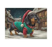 Rompecabezas para Adultos 1000pcs(52x38cm) Rompecabezas Christmas Dachshund in Snowy Village Rompecabezas para Adultos Juguete Decoración De Pared Desafío Difícil Difícil Y Desafío 1000pcs(52x38cm)